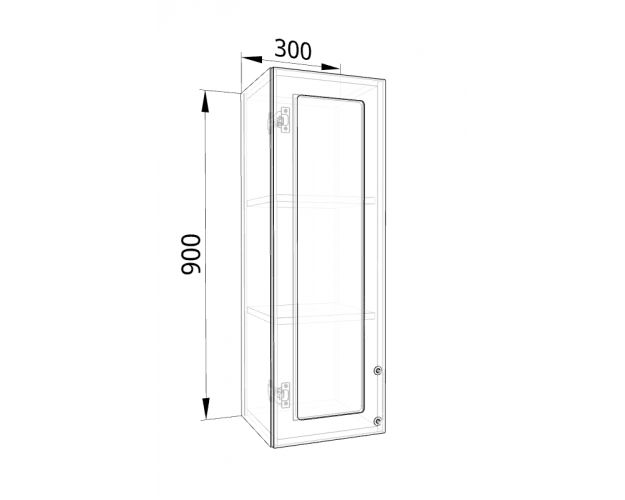 Лофт ВПС 300 шкаф верхний со стеклом высокий (Штукатурка серая/корпус Серый) в Новосибирске