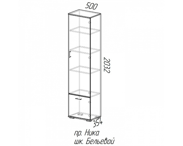 Шкаф бельевой Ника ШБ 500 ясень шимо светлый / ясень шимо темный