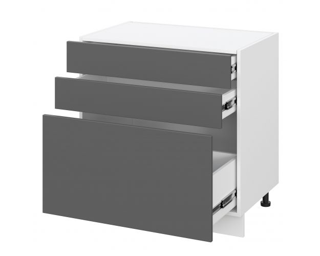 Норд ШН3Я 800 Шкаф нижний с 3-мя ящиками (Софт смок/корпус Белый)