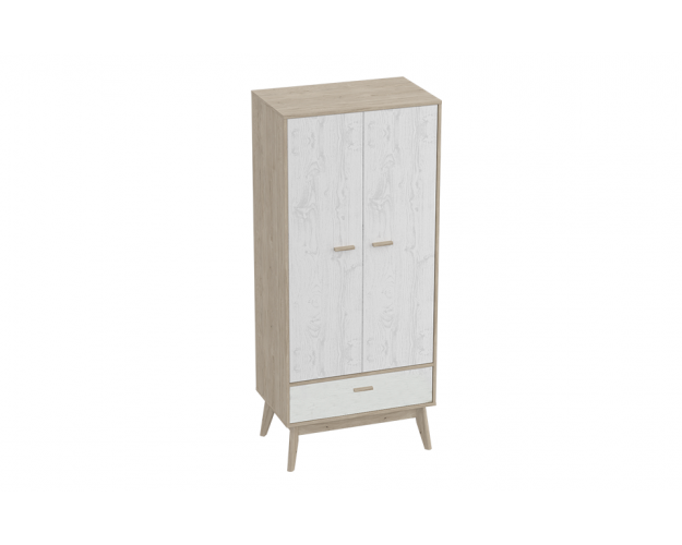 Шкаф для одежды Калгари Дуб натуральный светлый/Белый матовый