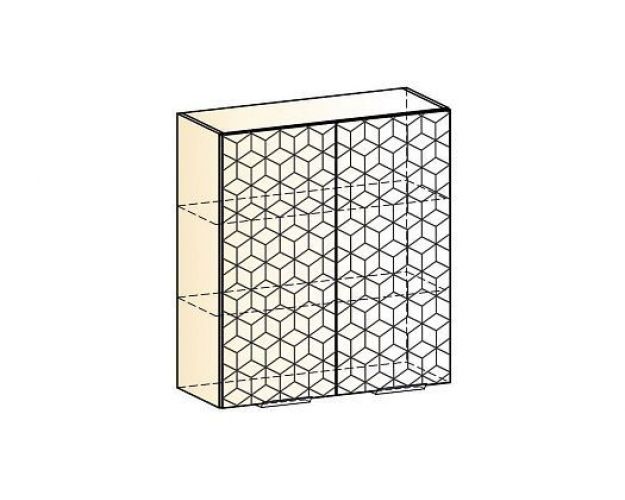Стоун Шкаф навесной L800 Н900 (2 дв. гл.) с фрезеровкой (белый/джелато софттач)